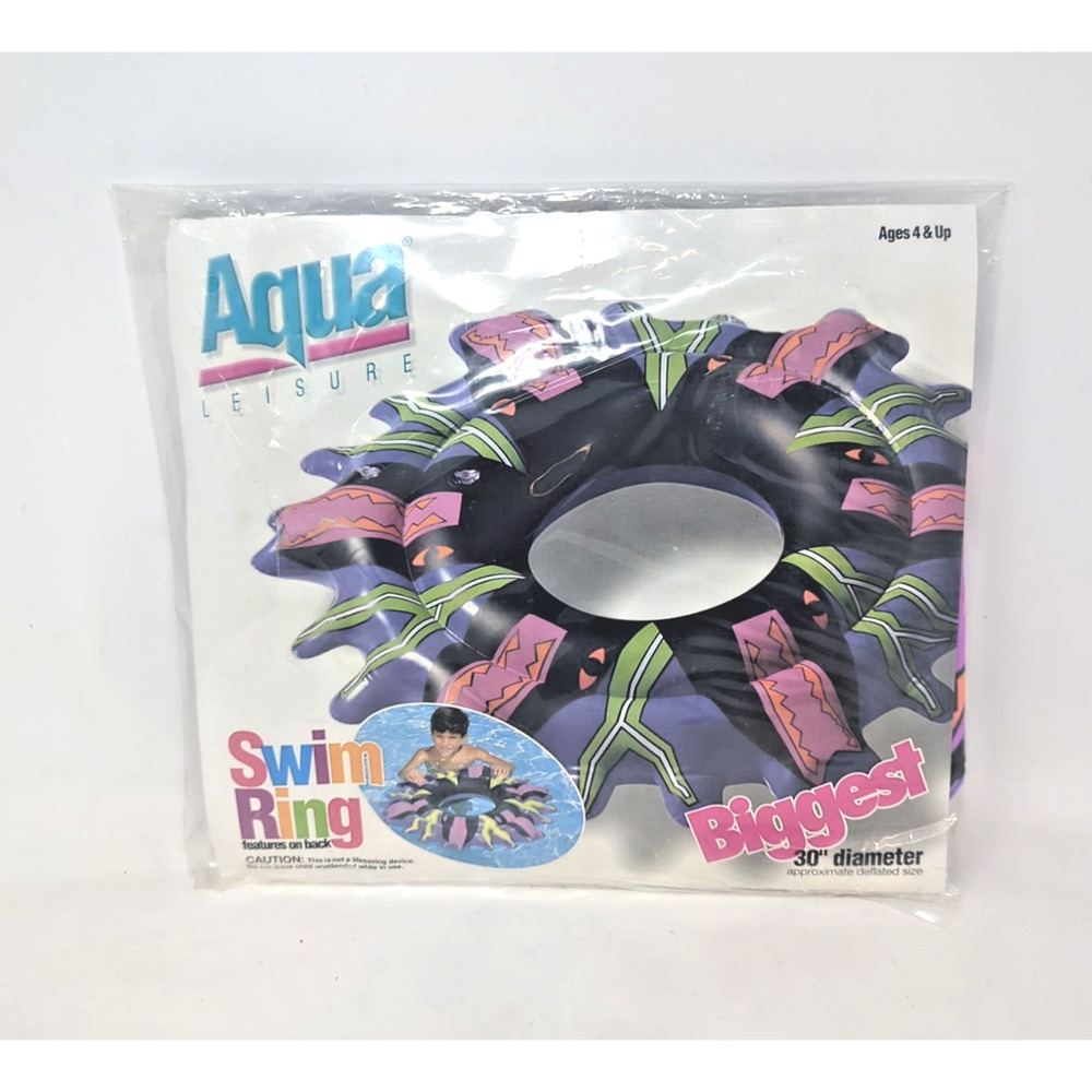 Vintage 1997 Aqua Leisure 30" Swim Ring New Swimming Toy Float Retro 90s Sealed